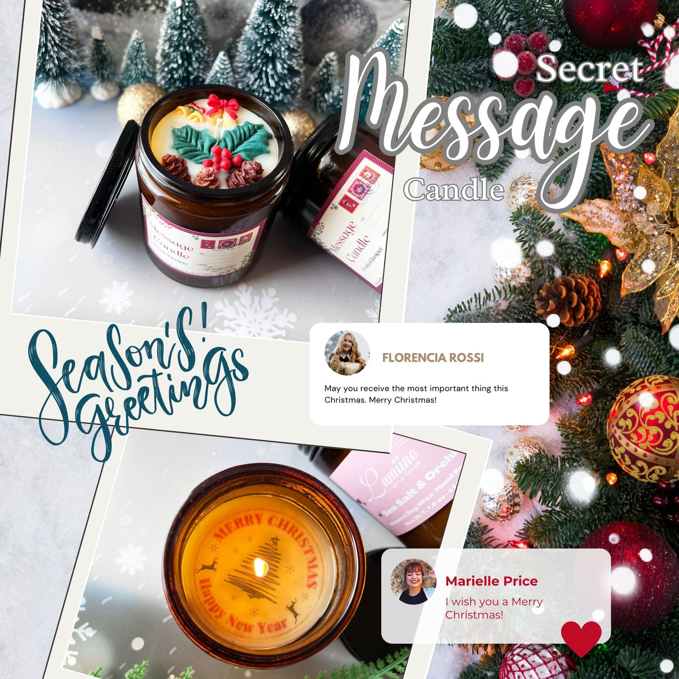 Customized Message Candle 🌲 Christmas Edition 🌲
