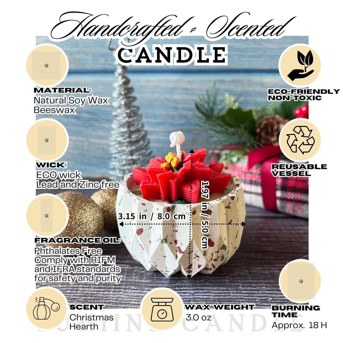 Christmas Poinsettia Candle