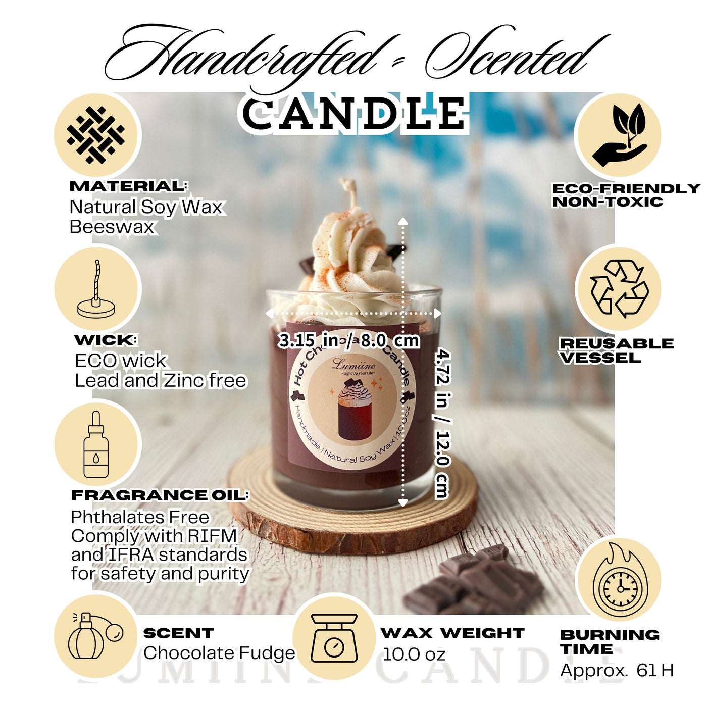Rich Hot Chocolate Scented Candle ~ 🌱 Refillable 🌱