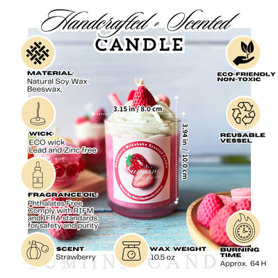 Strawberry Milkshake Scented Candle 🍓 ~ 🌱 Refillable 🌱