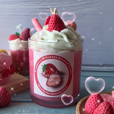 Strawberry Milkshake Scented Candle 🍓 ~ 🌱 Refillable 🌱