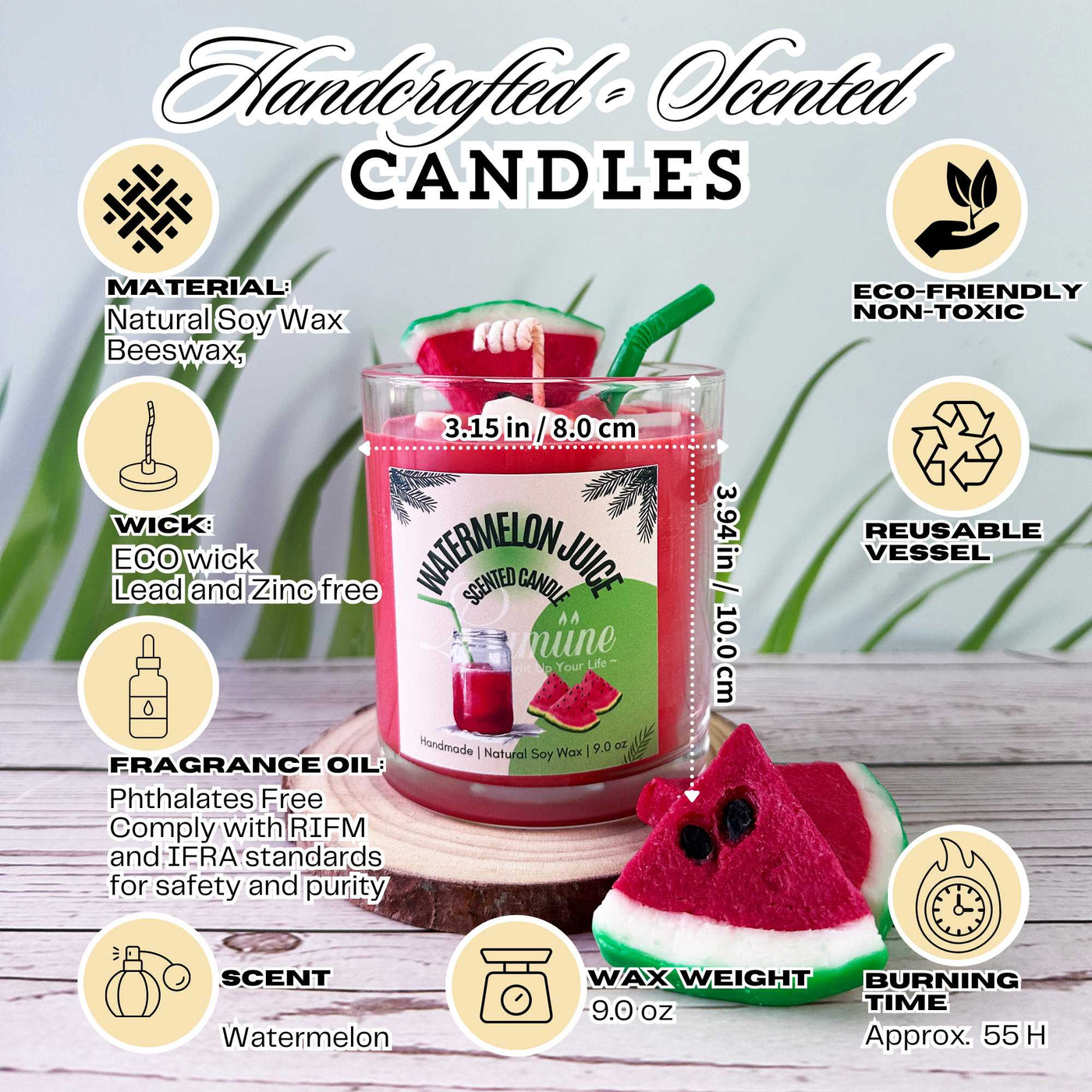 Juicy Watermelon Candles 🍉🍉 ~ 🌱 Refillable 🌱