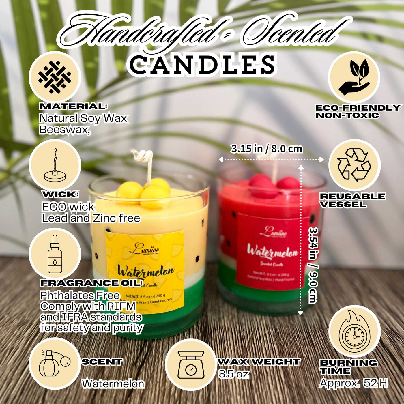 Juicy Watermelon Candles 🍉🍉 ~ 🌱 Refillable 🌱