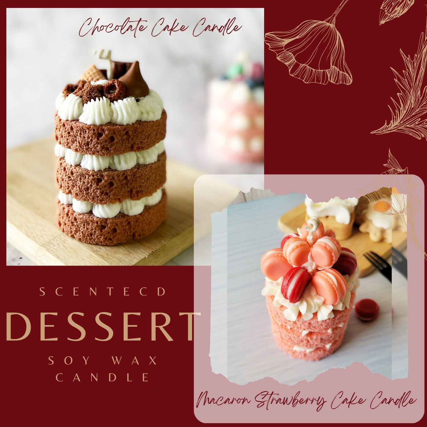 Sweet Chocolate | Macaron Cake Candle