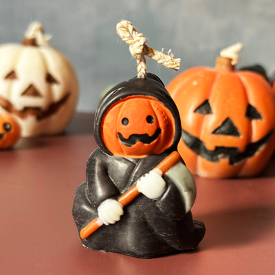 Grim Reaper Soy Wax Candle: Spooky Halloween Decor