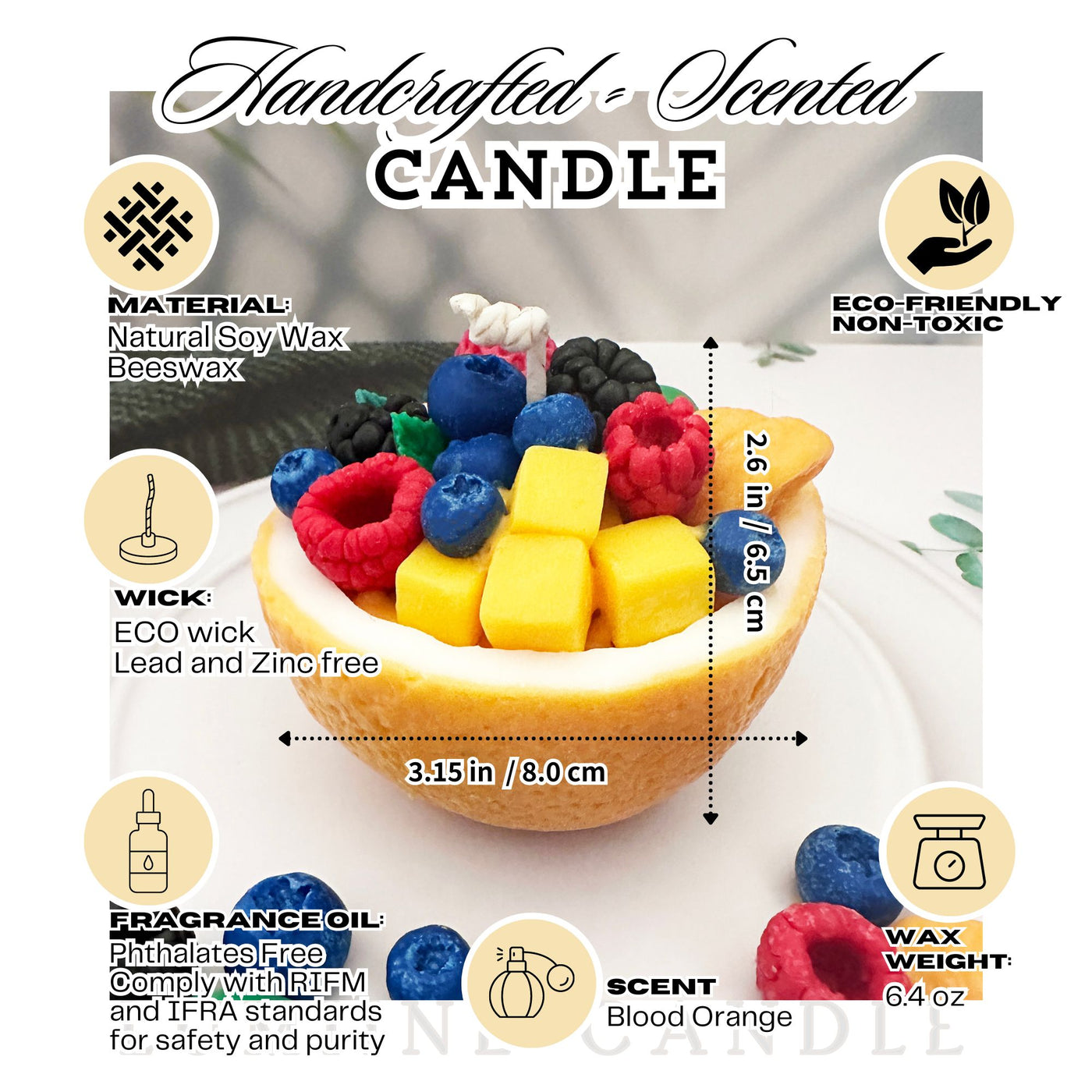 Orange Fruits Bowl Candle 🍊