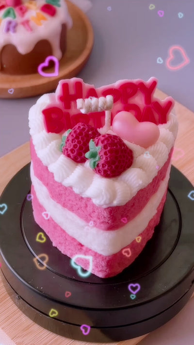 Happy B-Day Strawberry Cake Candle