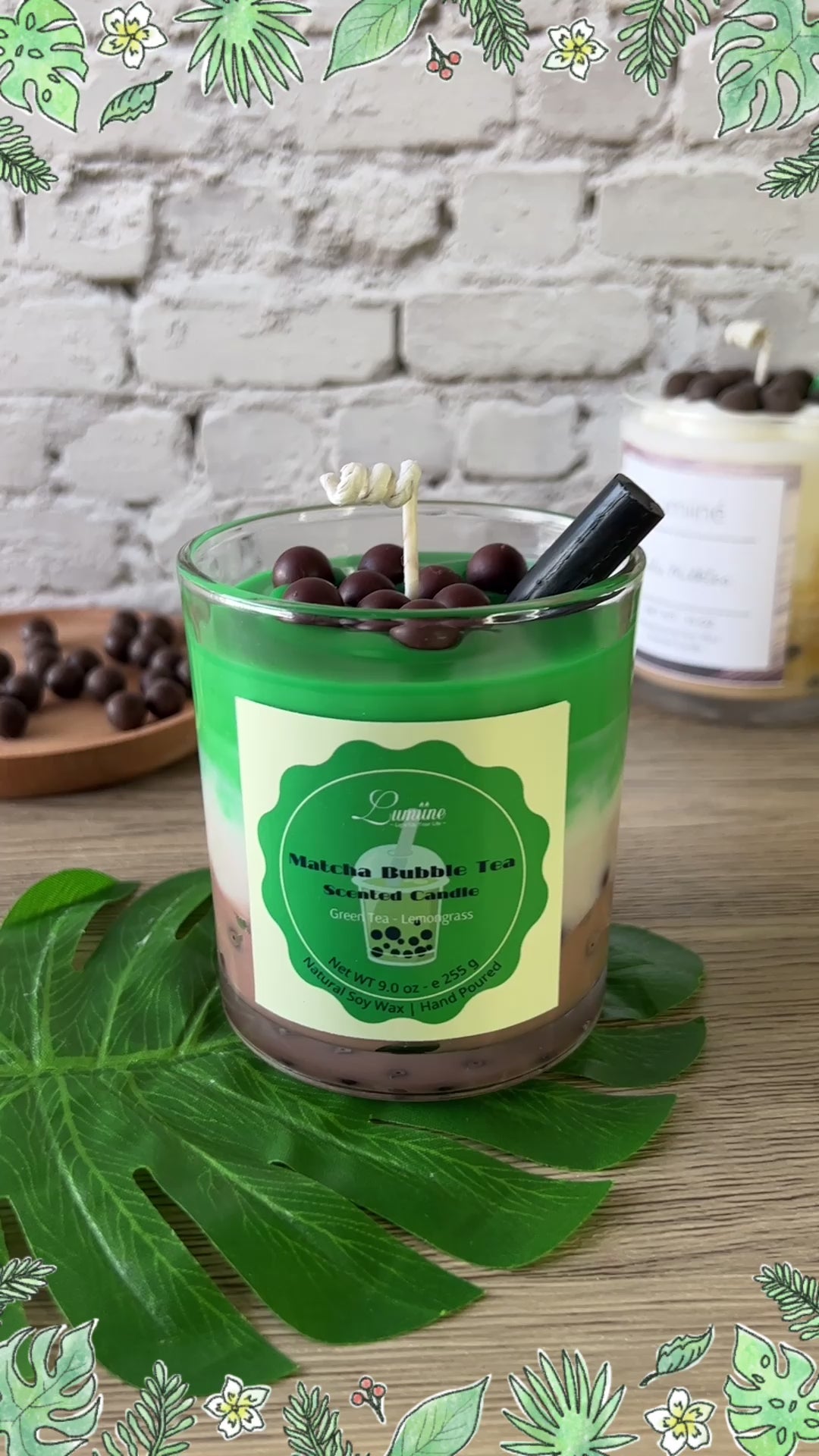 Matcha Bubble Tea Scented Candle ~ 🌱 Refillable 🌱