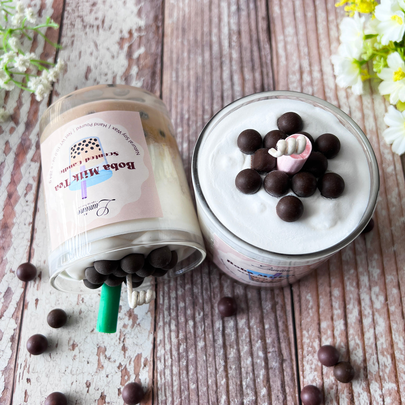 Boba Milk Tea Scented Candle ~ 🌱 Refillable 🌱